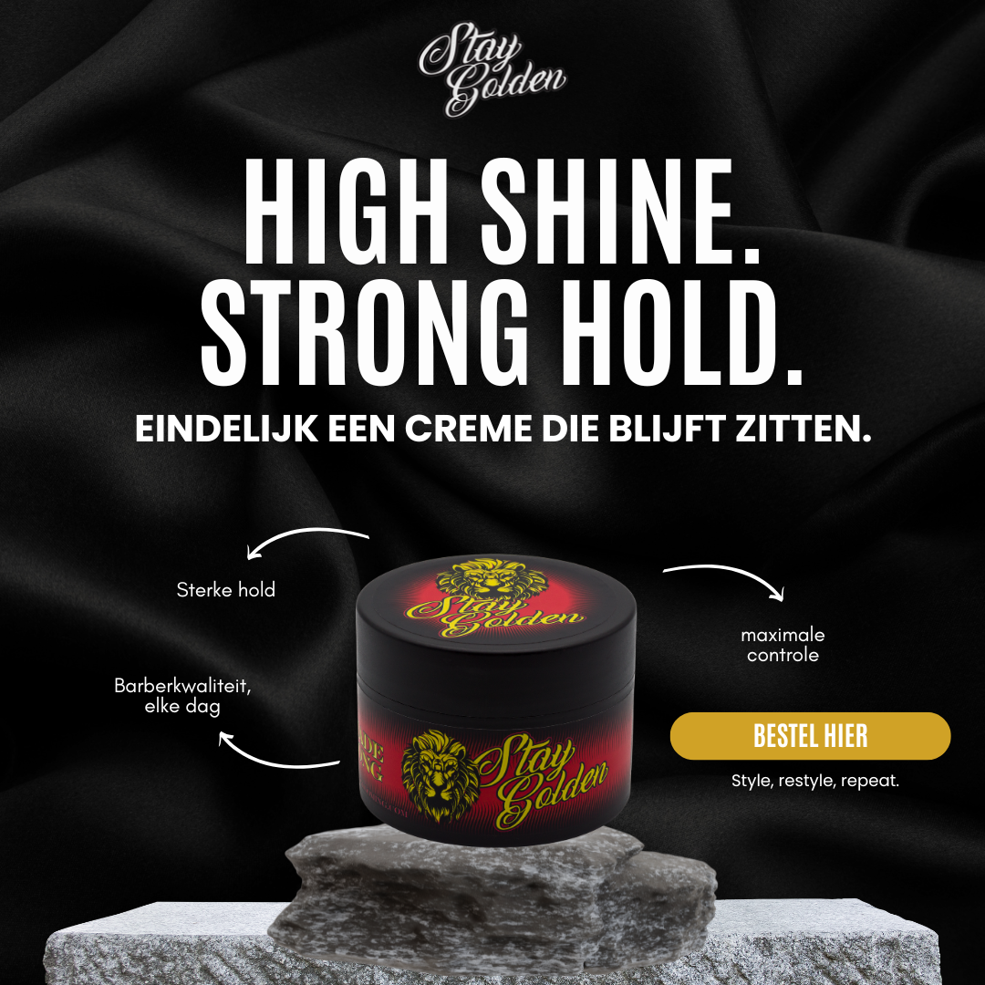 Stay Golden Strong Pomade (120ml) – sterke hold, glanzende finish, op waterbasis