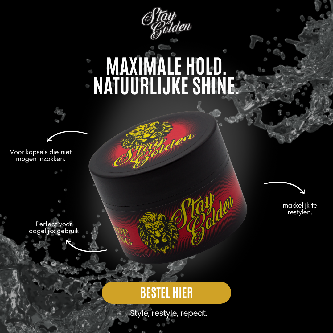 Stay Golden Strong Pomade (120ml) – sterke hold, glanzende finish, op waterbasis