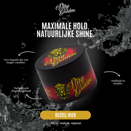 Stay Golden Strong Pomade (120ml) – sterke hold, glanzende finish, op waterbasis