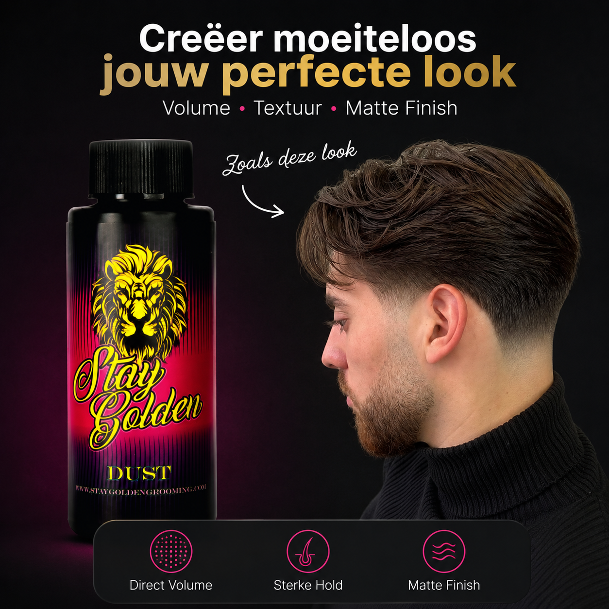 stay golden dus volumepoeder geeft het haar volume en textuur en een matte finish