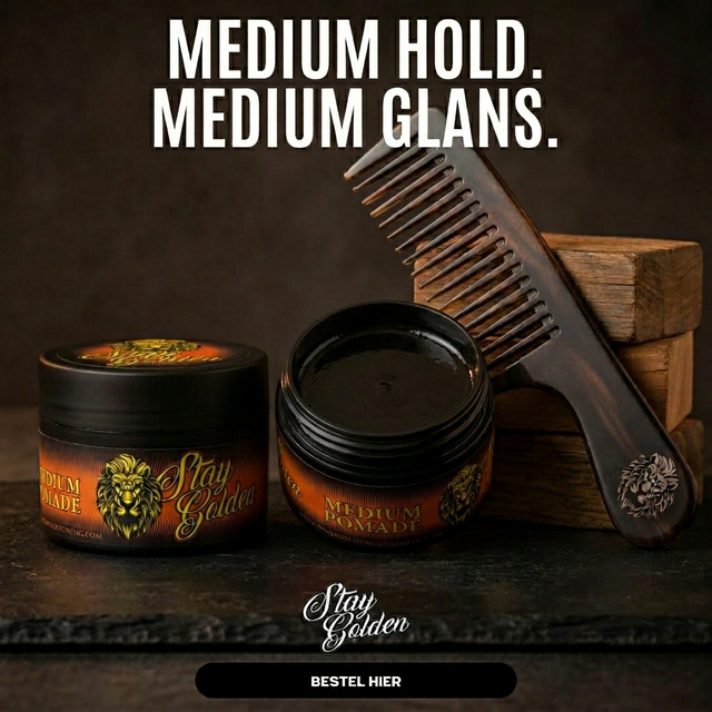 Stay Golden Medium Pomade (120ml)– medium hold, natuurlijke glans, op waterbasis