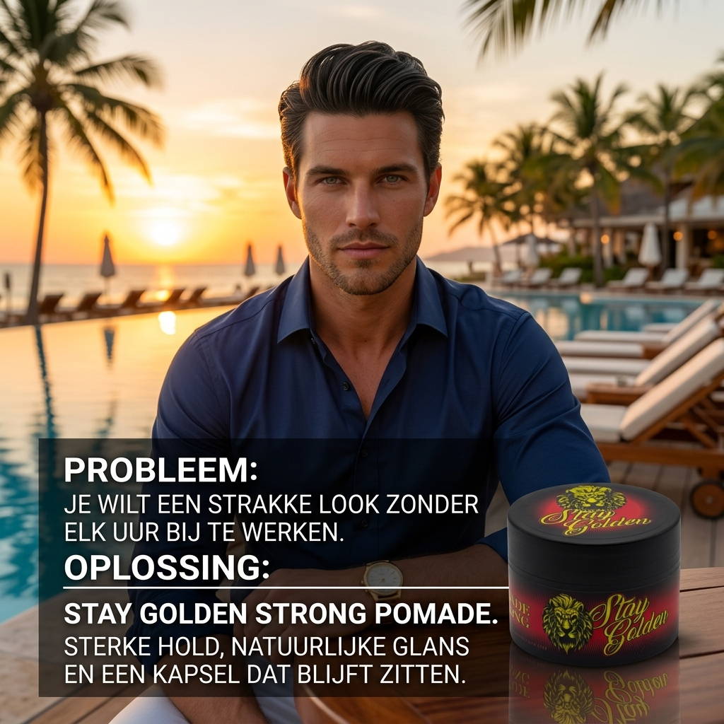 Strong Pomade (120ml) – sterke hold, glanzende finish, op waterbasis - Stay Golden