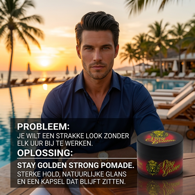 Strong Pomade (120ml) – sterke hold, glanzende finish, op waterbasis - Stay Golden